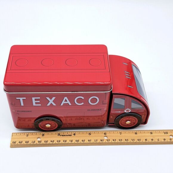 Texaco Chevron Collectible Tanker Rolling Tin Opens Storage Box Red - Picture 6 of 12